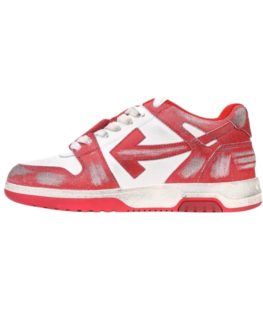 Off White Mens Out Of Office Vintage Calf Leather Red Sneakers - Size UK 7